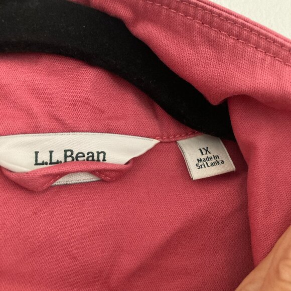 LL Bean Pink Full Zip Jacket 100% Cotton Preppy Classic Travel Lightweight 1X - Picture 11 of 13